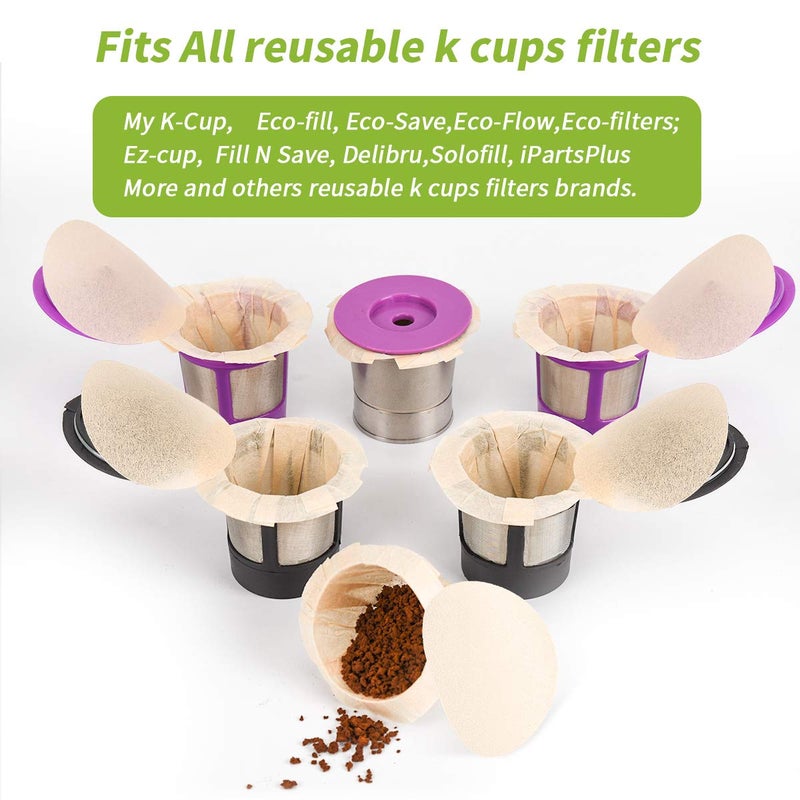 RUOYING Unbleached K cup Coffee Paper Filters with Lid Disposable for Reusable K Cup Filters, Disposable Keurig Filters Unbleached, Fits All Keurig Single Serve Filter Brands (300 pack) - Image 3